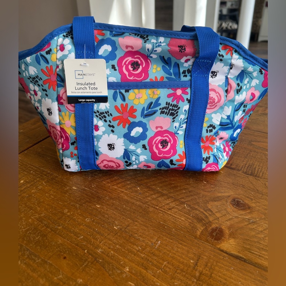 NWT Mainstays Insulated lunch tote floral design 14 x 8”